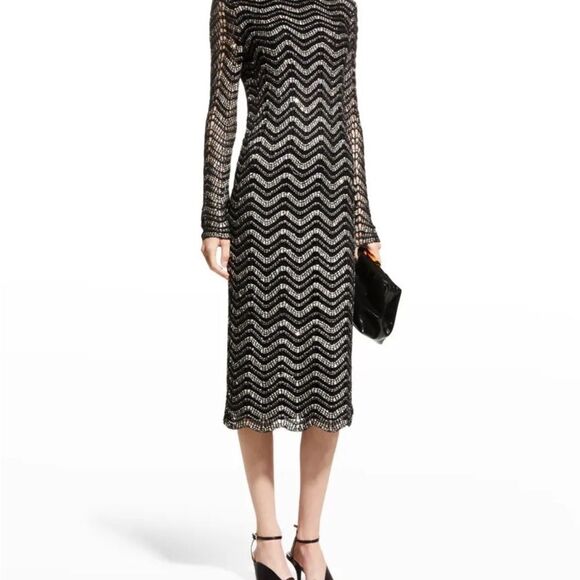 St. John Chevron Midi Dress - Picture 1 of 11